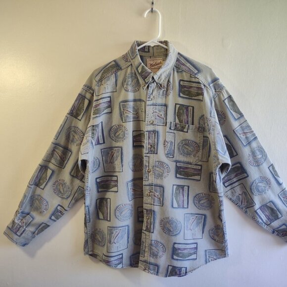 Vintage Woolrich Mens Casual Shirt Button Up Fishing Nature Outdoor Size Large - Picture 6 of 7